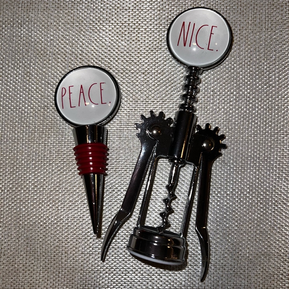 Rae Dunn corkscrew and wine stopper